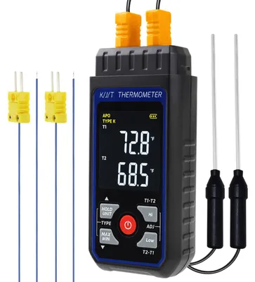 Thermometer K/J-Typ, 2-Kanal, 4 Sonden, -200 bis 1372 °C, HVAC