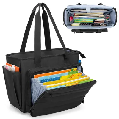 Produktbild von Lehrertasche Laptoptasche Aktentasche - Akkordeon-Ordner - 40,5 x 15 x 29,5 cm - Schwarz