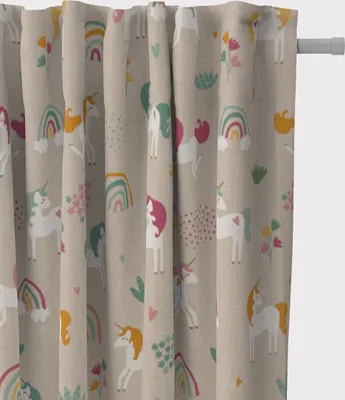 Produktbild von SCHÖNER LEBEN. Vorhang Einhörner Regenbogen natur bunt 245cm Aufhängung Smok-Schlaufenband
