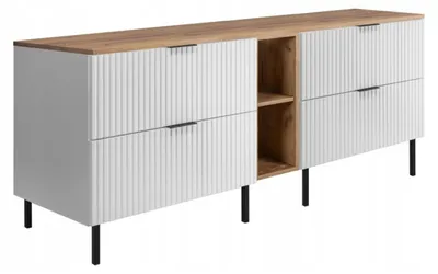 Zdjęcie produktu dla Szafka Łazienkowa Stojąca Pod Umywalkę Regał Blat 180X46Cm Flisan Biały Dąb