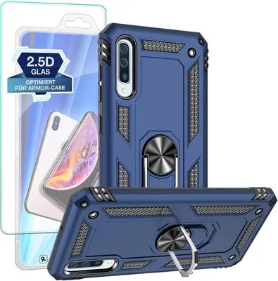 Produktbild von Armor Outdoor Hülle mit 9H Displayglas Displayschutz für Samsung Galaxy A50 – Farbe: Blau