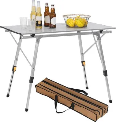 Image de Table de pique-nique pliable en aluminium 90 x 52 cm, hauteur réglable, table de voyage