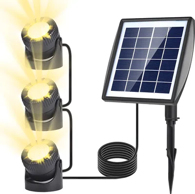 Obrázek produktu pro LED solární reflektor, vodotěsný, napájený solární energií, pro zahradní jezírko, teplá bílá, pro trávník, dvůr, osvětlení, pro venkovní použití, bezpečnostní, krajinná lampa