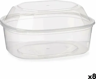 Obrázek produktu pro Obdélníkový box na svačinu s průhledným polypropylenovým víkem 1,5 l 18 x 10,5 x 21,5 cm (8 kusů)