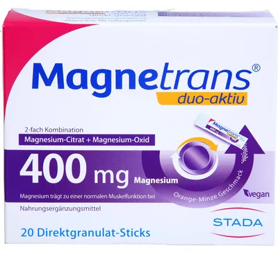 Zdjęcie produktu dla Magnetrans duo-aktiv 400 mg magnez granulat bezpośredni pałeczki, 20 szt. Saszetka
