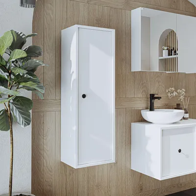 Obrázok produktu pre Skye Decor, kvalitná skrinka do kúpeľne, 100% MDF, biela, 35x110x30 cm, na montáž na stenu
