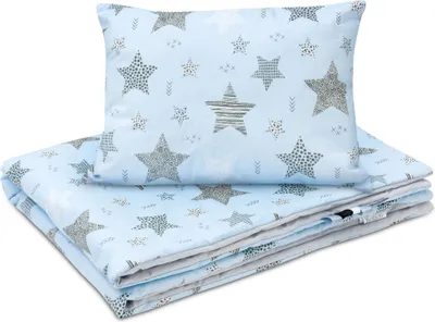 Produktbild von Bellochi Multifunktional Baby Decke Set - Doppelseitig Baby Bettwäsche 75x100 cm und Kissen 30x40cm - aus 100% Baumwolle -   - Rigel Star