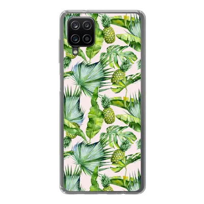 Produktbild von MuchoWow® Handyhülle Schutzhülle Hülle für Samsung Galaxy A12 Blätter - Ananas - Muster Silikon Softcase Handy Hülle - Bild