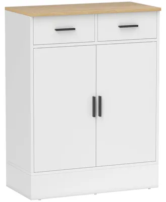 Obrázok produktu pre Komoda s 2 zásuvkami a nastaviteľnou poličkou | Farba: Hnedá, biela | Rozmery: 68,6 x 35 x 90,3 cm