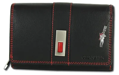 Produktbild von schwarz Old River Kellnerbörse Leder rote Ziernähte OPD702S