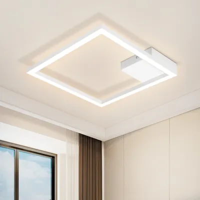 Image de ZMH Plafonnier LED Lampe de chambre à coucher Blanc 12W Lampe de salon Moderne Lampe de cuisine 3000K Blanc chaud Lampe de couloir Carré Éclairage du plafond pour cuisine couloir 29CM