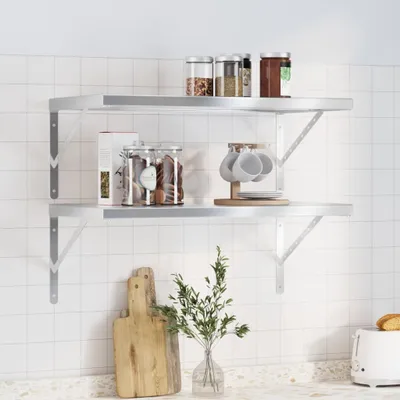 Zdjęcie produktu dla Maison Exclusive – półki ścienne, 2 szt., 75 x 40 cm, srebrna stal nierdzewna