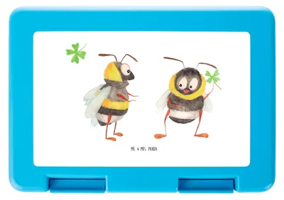 Produktbild von Mr. & Mrs. Panda Lunchbox Hummeln Kleeblatt - Weiß - Geschenk, Bentobox, Biene, Hummel, Snackbox, Vesperbox, Lustige Sprüche, glücklich sein, Spruch Fröhlich, Positiv