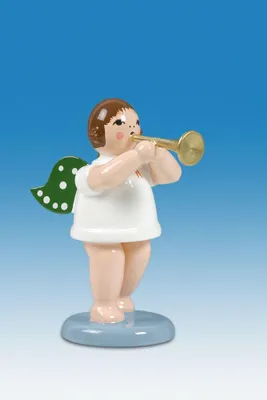 Produktbild von Holzfigur Engel mit Trompete ohne Krone Höhe 6cm NEU