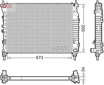 Obrázok produktu pre Chladič vody, chladič motora DENSO DRM20125, určený pre vozidlá OPEL ANTARA a VAUXHALL Antara (L07)