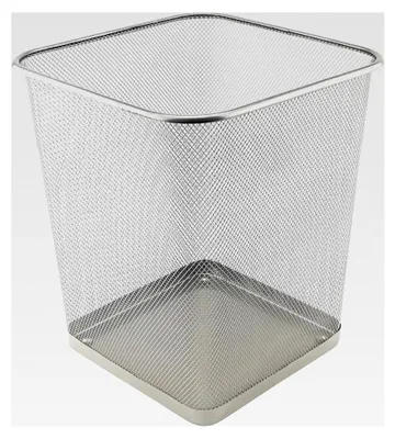 Produktbild von Papierkorb Büro 18L - Abfalleimer, Drahtgeflecht Mülleimer, Papiereimer - Metall Büroeimer Mesh Eckig, Silber
