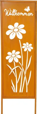 Produktbild von Gartenstecker Willkommen H83cm Stele Rost Rostdeko Braun Garten-Deko Edelrost