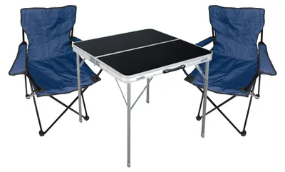 Produktbild von 3-teiliges Campingmöbel Set Tisch schwarz + Campingstühle mit Tasche