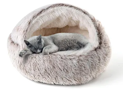 Produktbild von Katzenbett Flauschig Donut-Kuschelbett Plüsch Kaffee 50 x 50 x 35 cm