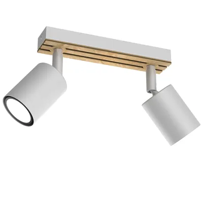 Zdjęcie produktu dla Spot Terra biały jasne drewno 2xGU10x8W metal wym:15,5x20x5,5cm IP20 Luminex