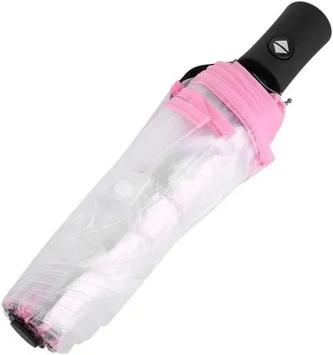 Produktbild von Famanu Faltbarer Tragbarer Regenschirm - Transparent - Schwarz/Rosa