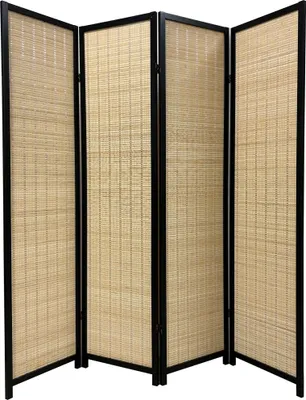 Produktbild von Fine Asianliving Bambus Paravent Raumteiler B160xH180cm 4-teilig Schwarz