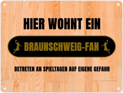 Produktbild von Hier wohnt ein Braunschweig-Fan Metallschild in 15x20 cm mit Turnhallenboden