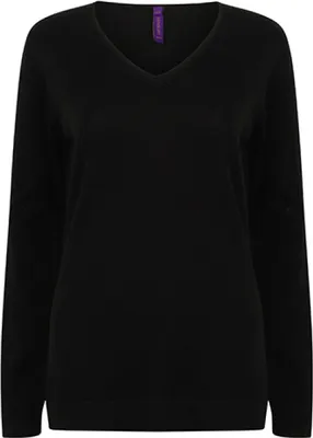 Produktbild von Henbury H721 | Ladies Lightweight V Neck Jumper - Farbe: Black - Größe: L
