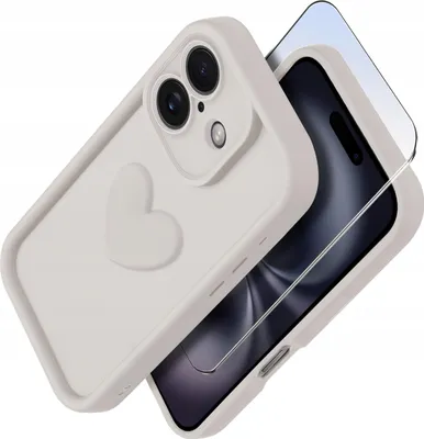 Zdjęcie produktu dla Etui do iPhone 16 silikonowe MATOWE serce + Szkło ochronne na ekran 9H