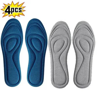 Image de Semelles orthopédiques - Semelles de sport en mousse à mémoire de forme - Amortissantes - Anti-transpiration - Antibactériennes - Séchage rapide - Lot de 4 - Taille EU 43-44 - Gris et bleu
