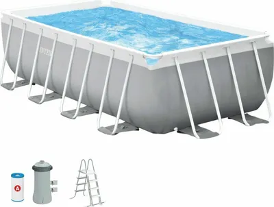 Produktbild von Intex 26790NP, Gerahmter Pool, Kind & Erwachsener, Leiter, Grau, 88,1 kg