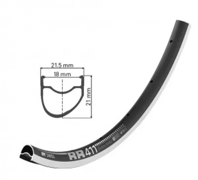 Produktbild von DT Swiss Felge RR 411 Asymmetric 28"/700C 24 Loch Schwarz - leichte, steife R...