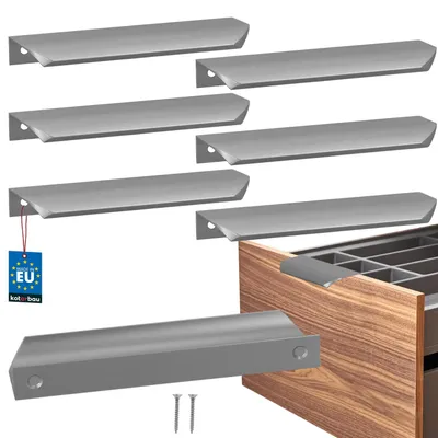 Produktbild von KOTARBAU® 6er Set Möbelgriff Schrankgriffe 148 mm Silber Matt ZnAl Hinterschraubgriffe Kantengriff Schubladengriffe Küche Modern