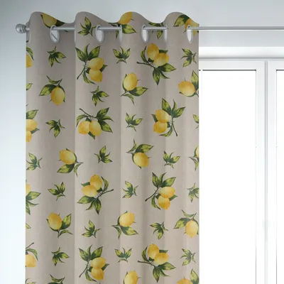 Produktbild von SCHÖNER LEBEN. Vorhang Halbpanama Zitronen natur grün gelb 245cm Aufhängung Ösen