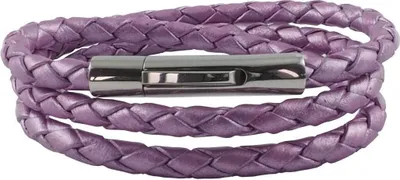 Produktbild von König Design Lederkette Lederband Leder-Armband 7 mm Herren Halskette 17 cm - 100 cm geflochten, Länge:65 Zentimeter, Farbe:Violett Metalisch