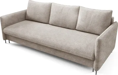 Zdjęcie produktu dla BETTSO Sofa wygodna w modnej tkaninie BARANEK z funkcją spania Kanapa z pojemnikiem na pościel BELIS BOUCLE Beżowa