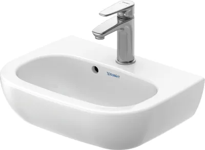 Produktbild von Duravit Handwaschbecken D-CODE mit Überlauf, Hahnlochbank, 450 x 340 mm, 1 Hahnloch weiß