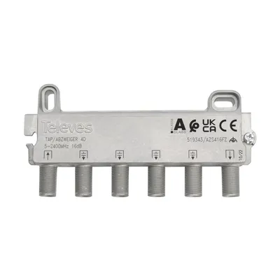 Obrázek produktu pro Čtyřnásobný rozbočovač 16 dB, 5–2400 MHz, konektor F, vnitřní, uzemnění