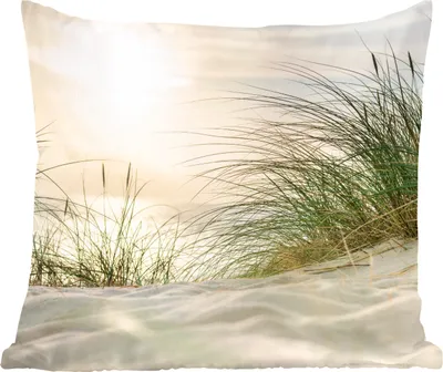 Produktbild von MuchoWow® Zierkissen Sofakissen Wohnzimmer Dekokissen 40x40 cm Dünen - Watteninseln - Wasser - Foto Kissen - Schlafzimmer Dekoration