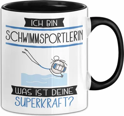 Produktbild von Schwimmsportlerin Geschenk Tasse Ich Bin Schwimmsportlerin Was Ist Deine Superkraft Geschenkidee Lustig Geburtstag Weihnachten (Schwarz)