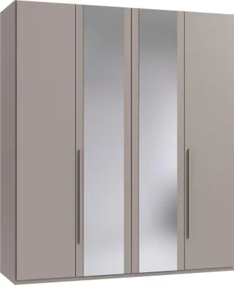 Produktbild von Drehtürenschrank >LONDON< in SAHARAGRAU / SPIEGEL - 180x208x58cm (BxHxT)