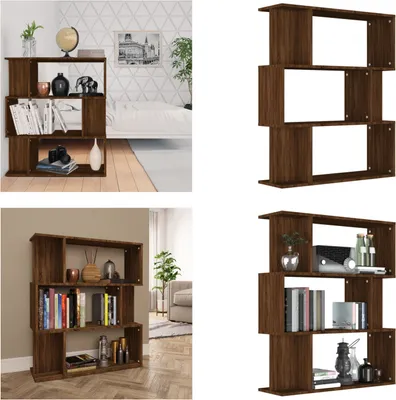 Produktbild von vidaXL Bücherregal/Raumteiler Braun Eiche 80x24x96 cm Holzwerkstoff - Bücherregal - Bücherregale - Bücherschrank - Raumteiler