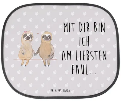 Produktbild von Mr. & Mrs. Panda Auto Sonnenschutz Faultier Pärchen - Grau Pastell - Geschenk, kfz, Liebe, Lieblingstier, für, Sonnenblende
