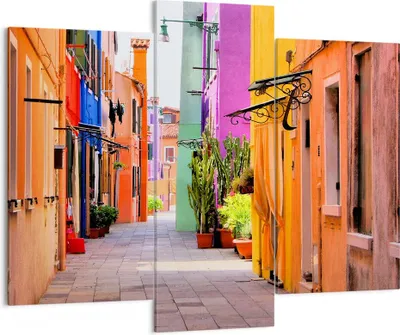 Produktbild von Bild auf Leinwand - Leinwandbild - Sommer Straße Haus - 130x100cm - Wand Bild - Wanddeko - Leinwanddruck - Bilder - Kunstdruck - Wanddekoration - Leinwand bilder - Wandkunst - CB130x100-3583