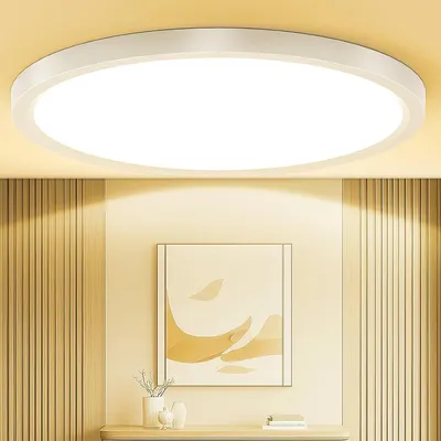 Zdjęcie produktu dla Lampa sufitowa LED - Ciepła biel - Oświetlenie pomieszczenia - Bardzo cienka konstrukcja - Średnica 22 cm - Biała