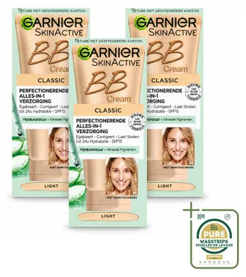 Imagen del producto de 3 unidades de crema BB Garnier SkinActive Classic Light, 5 en 1, 50 ml - Paquete ahorro - 3 unidades