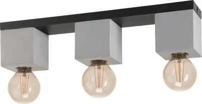 Produktbild von EGLO Deckenlampe Prestwick 3, 3 flammige Deckenleuchte, industrial, Wohnzimmerlampe aus Beton in Grau und Metall in Schwarz, Schlafzimmerlampe ,E27