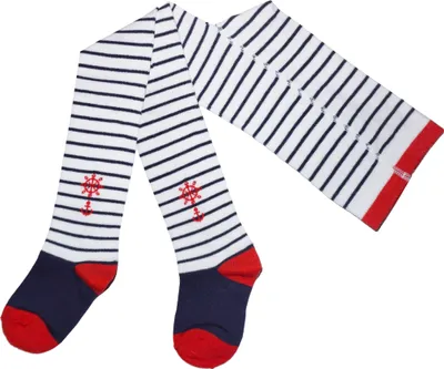 Produktbild von Kinderstrumpfhosen für Jungen aus Baumwolle Marine Life Weiß Größe 92-98