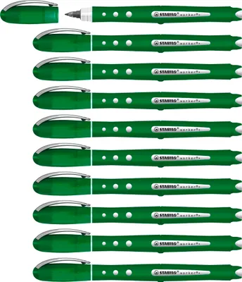 Produktbild von STABILO Tintenroller - worker+ colorful - medium - 10er Pack - grün