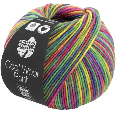 Produktbild von Lana Grossa - Cool Wool Print 0833 senfgelb jade fuchsia petrol beere oliv